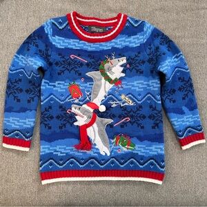 Kids Ugly Christmas Sweater Holiday Sharks